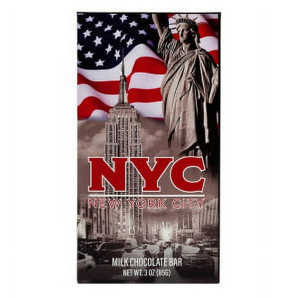 NYC SOUVENIR AMERICAN FLAG 3 OZ MILK CHOCOLATE WRAPPER BAR