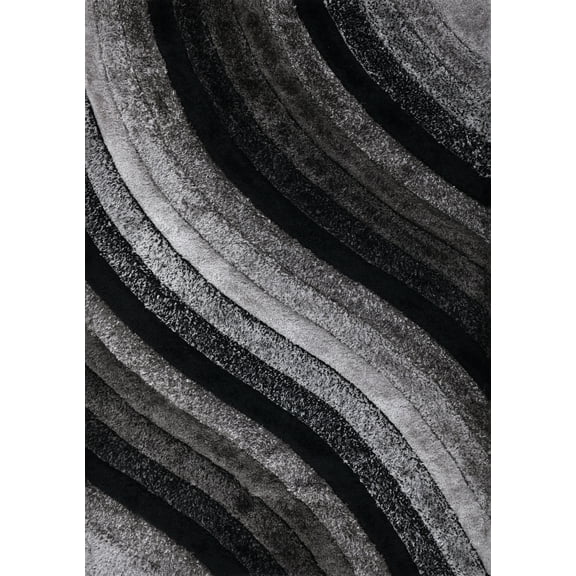 Plume Shag Performance Black & Grey Area Rug
