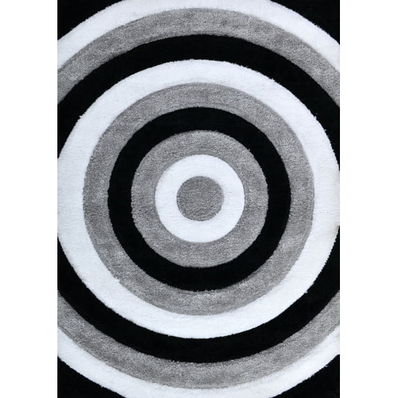 Plume Shag Performance Black & White Area Rug