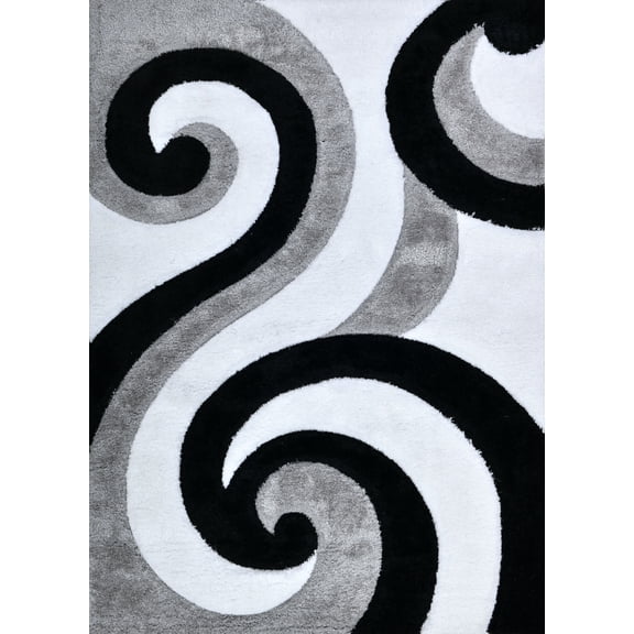 Plume Shag Performance Black & White Area Rug