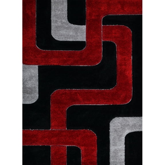 Plume Shag Performance Red & Grey Area Rug