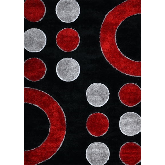 Plume Shag Performance Red & Grey Area Rug