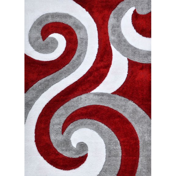 Plume Shag Performance Red & Grey Area Rug