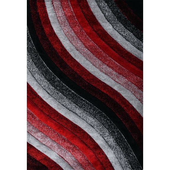 Plume Shag Performance Red & Grey Area Rug
