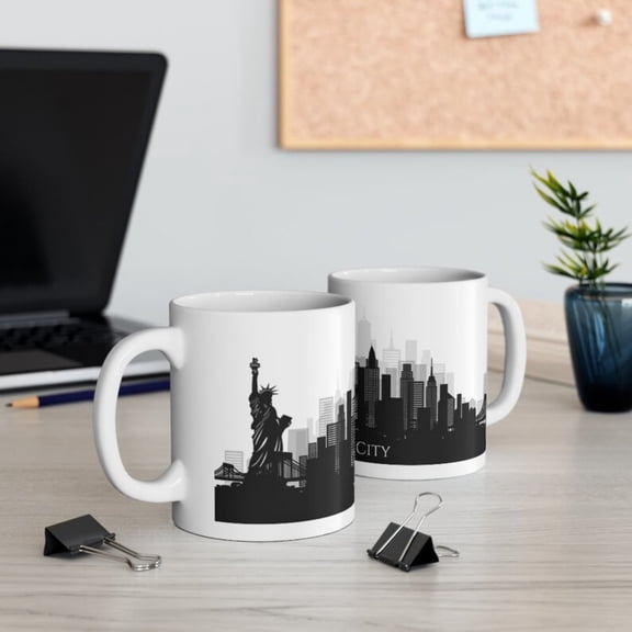 NYC Skyline Coffee Mug New York City Travel Gift, Statue of Liberty.