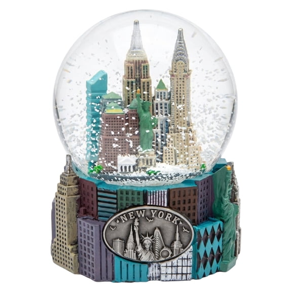 NYC Skyline Pink Cake Base New York City Snow Globe 3.5 Inches
