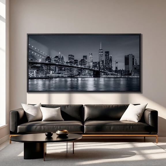 NYC Skyline Print Brooklyn Bridge, Manhattan Panoramic Wall Art Poster , Poster Print Only