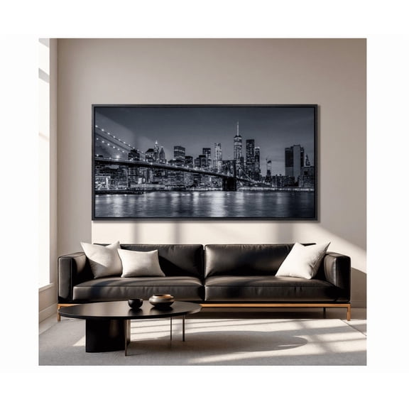 NYC Skyline Print Brooklyn Bridge Manhattan Panoramic Wall Art Poster