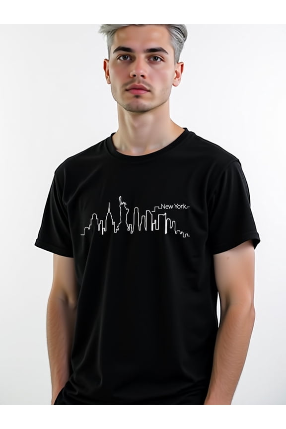 NYC Skyline T-Shirt mens t shirts black gifts casual Fashionable, printed, machine washable Retro Unisex Shirt Short Sleeve tshirts