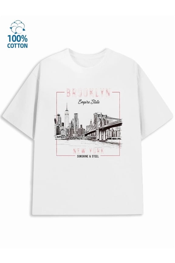 Greenink NYC Skyline Tee men's new york 180G 100% Cotton white color funny Unique Design Unisex Shirt Short Sleeve tshirts Original Unisex Shirt Cotton tshirts