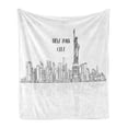 thumbnail image 1 of NYC Soft Flannel Fleece Blanket, New York City American Landmarks Cityscape with Famous Buildings Outline, Cozy Plush for Indoor and Outdoor Use, 60" x 80", Charcoal Grey and White, by Ambesonne, 1 of 5