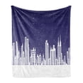 thumbnail image 1 of NYC Soft Flannel Fleece Throw Blanket, Illustration of New York Skyline at Night Starry Sky United States Print, Cozy Plush for Indoor and Outdoor Use, 50" x 70", Dark Indigo and White, by Ambesonne, 1 of 5