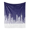 thumbnail image 1 of NYC Soft Flannel Fleece Throw Blanket, Illustration of New York Skyline at Night Starry Sky United States Print, Cozy Plush for Indoor and Outdoor Use, 60" x 80", Dark Indigo and White, by Ambesonne, 1 of 5