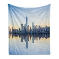 thumbnail image 1 of NYC Soft Flannel Fleece Throw Blanket, Manhattan Skyline with Freedom Tower Reflection on Water Shore Urban Scenery Photo, Cozy Plush for Indoor and Outdoor Use, 50" x 60", Multicolor, by Ambesonne, 1 of 5