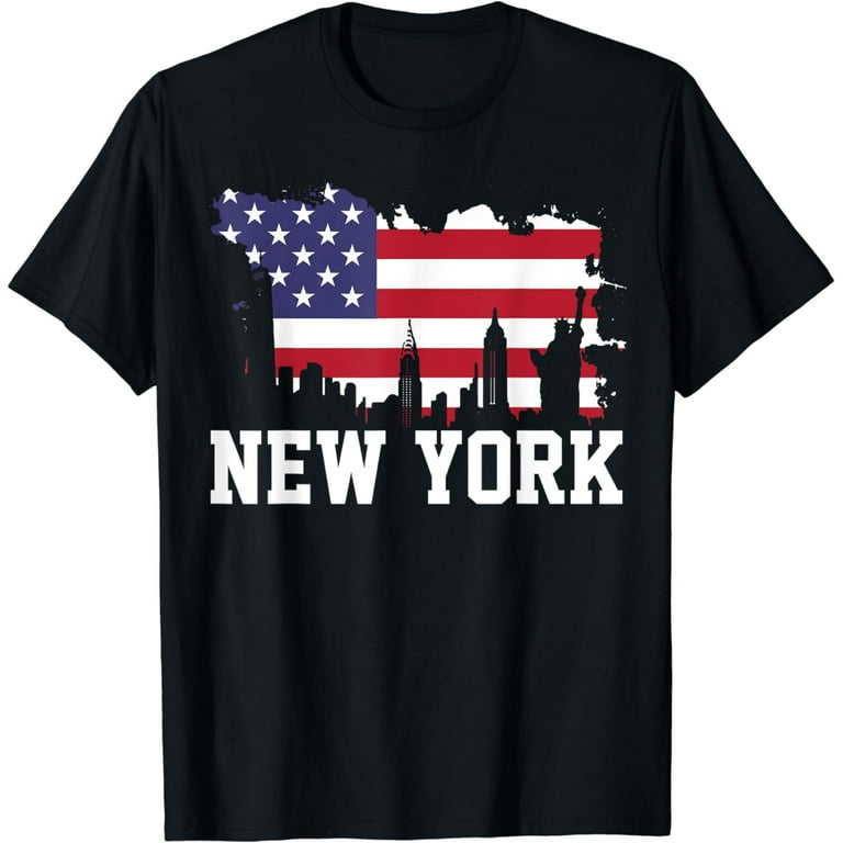 Vintage Retro American Flag New York City Skyline T-Shirt Vintage Retro American Flag New York City Skyline T-Shirt