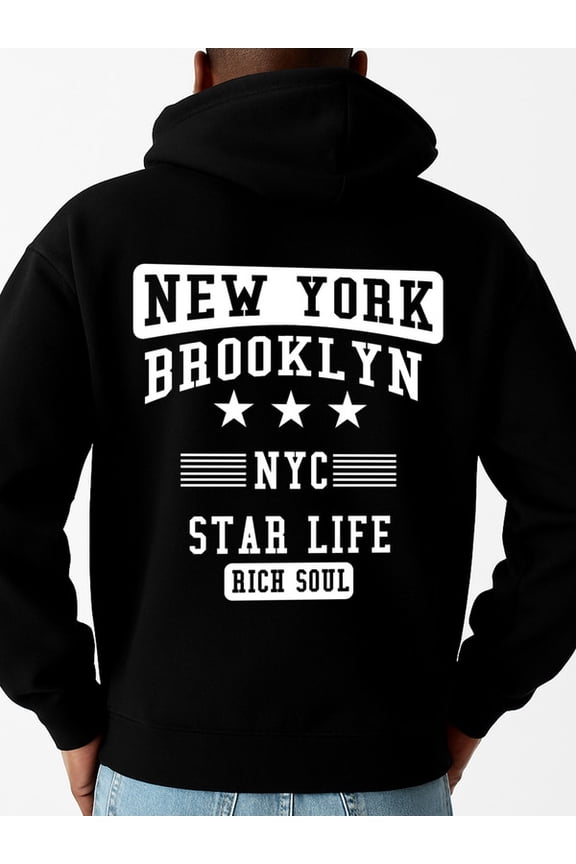NYC Star Life funny hoodies men polyester black Sweatshirt Streetwear For Winter Fall, As Gifts Hip-Hop Streetwear Comfortable Material,Bold Design comfortable Trendy Unisex hoodie