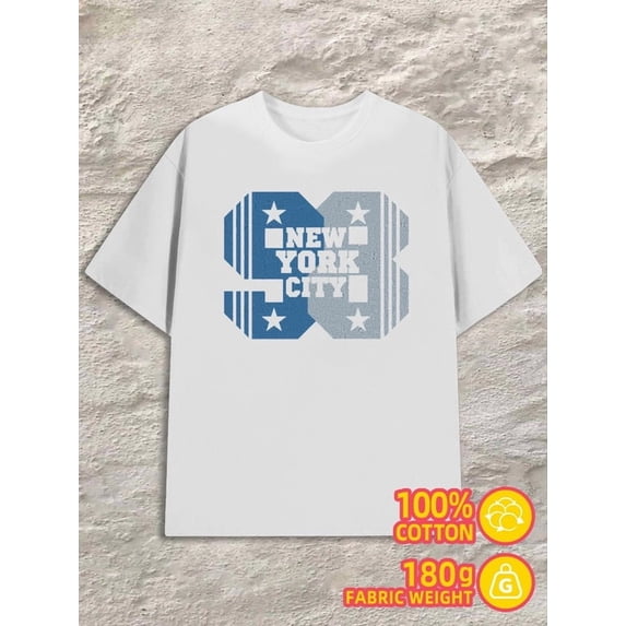 Greenink NYC Stars Tee for men 180G Cotton white Basic Unisex Shirt Graphic tshirts Original Unisex Shirt Cotton tshirts Fashion Unisex Shirt Crewneck tshirts