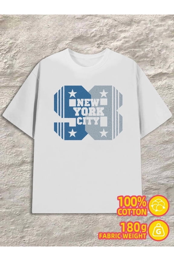 NYC Stars Tee for men 180G 100% Cotton white Basic Unisex Shirt Graphic tshirts Original Unisex Shirt Cotton tshirts Fashion Unisex Shirt Crewneck tshirts