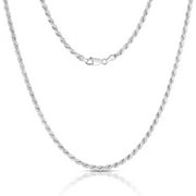 NYC Sterling Silver Necklace Chains, 925 Silver Chain Men and Women 1.2mm - 4 mm and 16 to 24 Inches Chain, Rhodium Plating Silver Jewelry, Rope Diamond-Cut Braided Twist Link