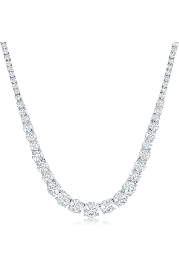Tennis Necklaces for Women – Luxurious Cubic Zirconia Necklace – Graduated Tennis Necklace with Round CZ Stones – Elegant and Refined Tennis Chain for Women – 17-inch