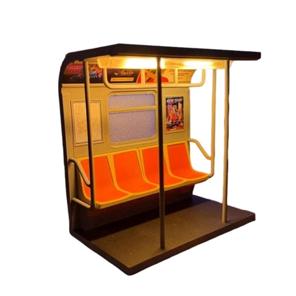 NYC Subways Train Lamp, 5 Inch USB Powered Subway Car Night Light with Hidden Seat Button and 3 Interchangeable Posters for Home & Office Decor (1PC)