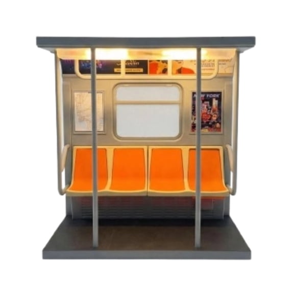 NYC Subways Train Lamp, USB/Battery Powered Subway Car Night Light with Hidden Seat Button and 3 Interchangeable Posters for Desk Decor