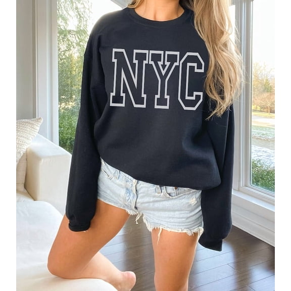 NYC Sweatshirt, Trendy Varsity Sweatshirt, Aesthetic College Crewneck, Oversized Minimalist Sweater, New York City Shirt, NYC Crewneck Sweatshirt All Size S-5XL