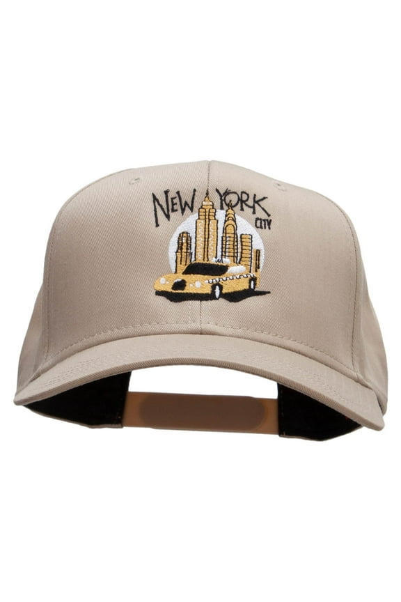 NYC Taxi Embroidered Solid Cotton Twill Pro Style Cap - Khaki OSFM