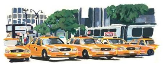 NYC Taxis I Canvas Art - PM Shore (10 x 20)