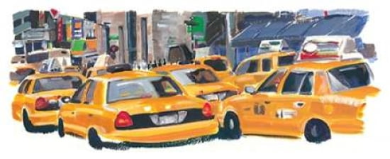 NYC Taxis II Canvas Art - PM Shore (10 x 20)