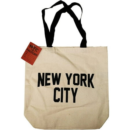 NYC Tote Bag Canvas New York City Gift Souvenir Black Straps by NYC Factory