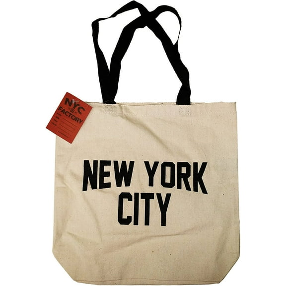 NYC Tote Bag Canvas New York City Gift Souvenir Black Straps by NYC Factory