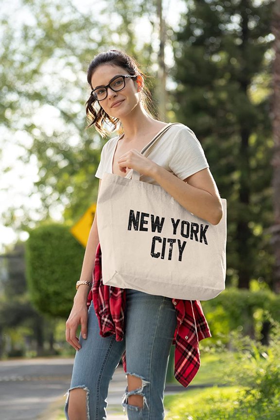 NYC Tote Jumbo Shoulder Bag Distressed Design Distressed