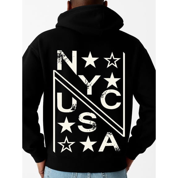NYC USA Stars hoodies men's graphic hoodies black Everyday sweatshirt for the office, dates and outings Perfect for Fall & Winter aesthetic Casual Unisex hoodie