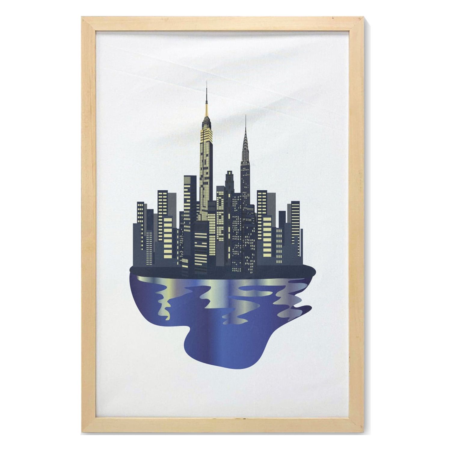 NYC Wall Art with Frame, Modernistic Metropolitan City Skyline New York ...