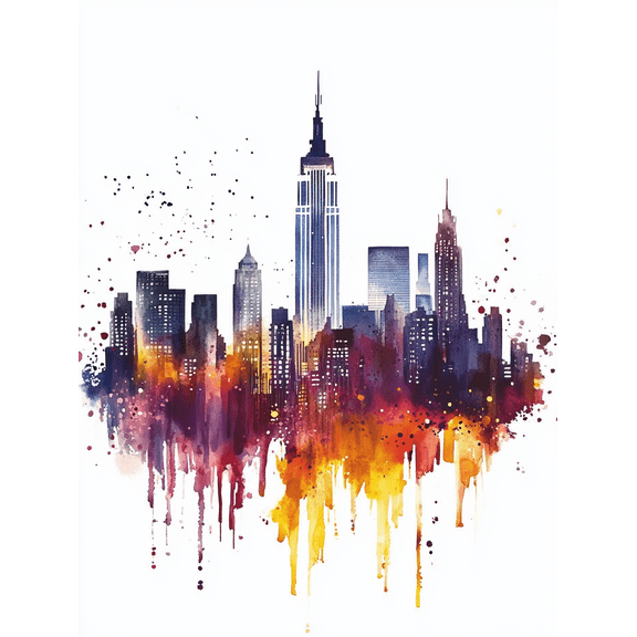 NYC Watercolor Cityscape Canvas Wall Art Perfect for Living Room Bedroom Office Bathroom and Kitchen Decoration
