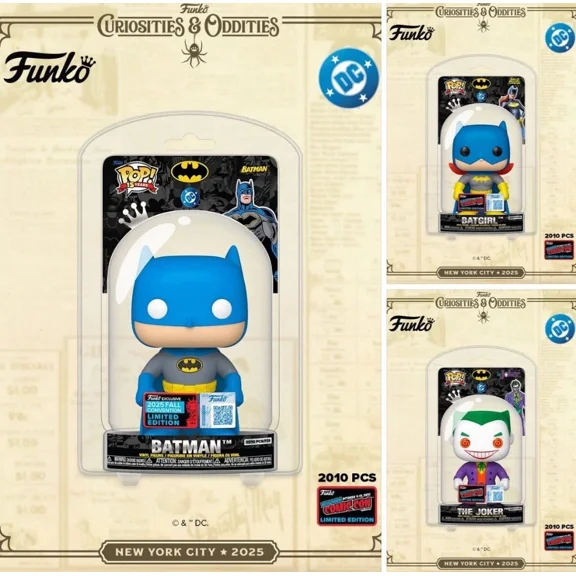 NYCC 2025 Funko Pop Batman, Batgirl, Joker Clamshells LE 2,010 PCS Official NYCC Sticker