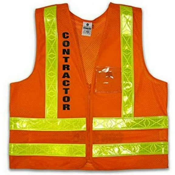 NYCTA Style Contractor High Visibility Reflective Safety Vest Zipper & Breakaway Size L/XL