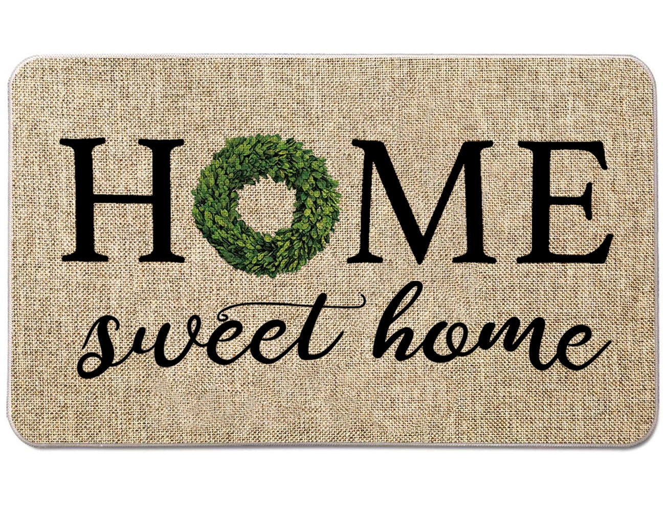 NYDECOR Welcome Mat for Front Door Rustic Farmhouse Door Mat Wreath Home Sweet Home Doormat Quote Floor Mats Rubber Non Slip Entrance Rug for Indoor Outdoor, 17" x 28"