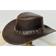 thumbnail image 1 of Lesa Collection Chic Maracaibo Leather Cowgirl Hat with Deformable Brim – Vintage Western Style (S, Brown), 1 of 16