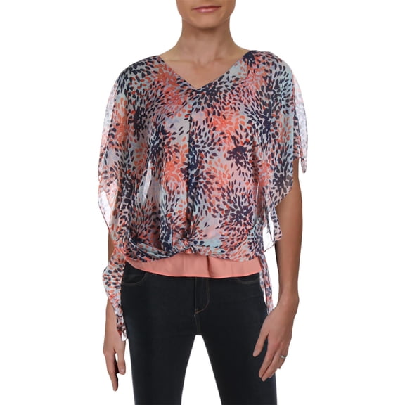 NYDJ Womens Chiffon Caftan Blouse