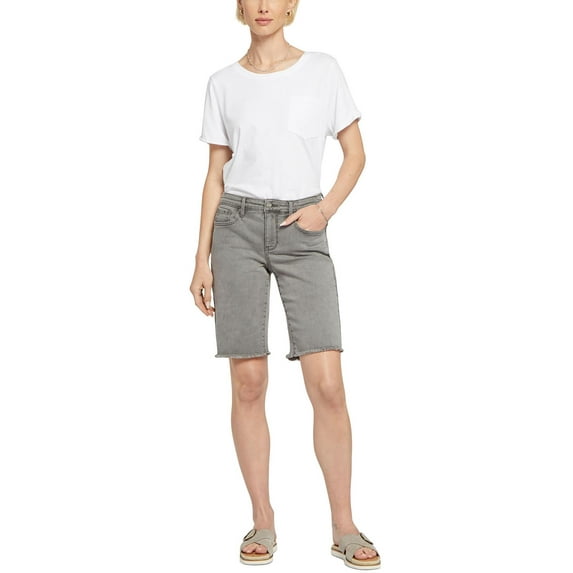 NYDJ Womens Frayed Hem Boyfriend Denim Shorts