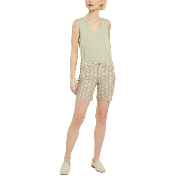 NYDJ Womens Geometric Printed Denim Shorts