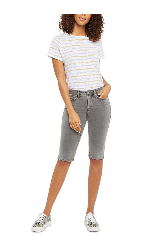 Womens High Rise Bermuda Denim Shorts