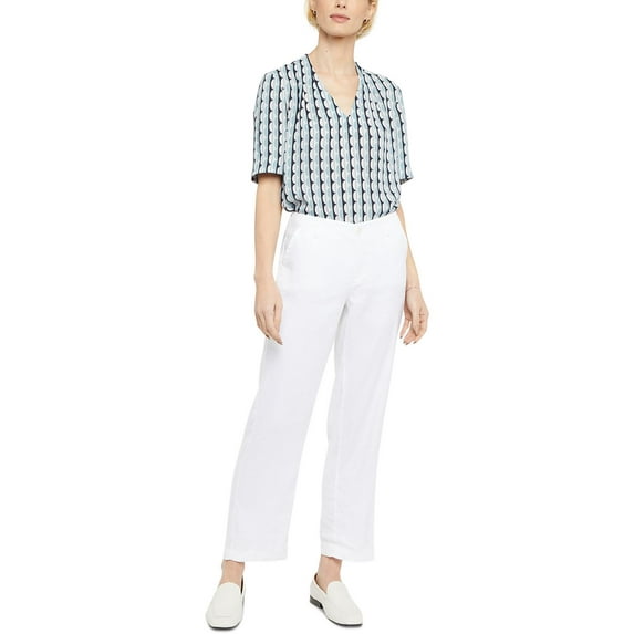 NYDJ Womens Linen Blend Ankle Straight Leg Pants