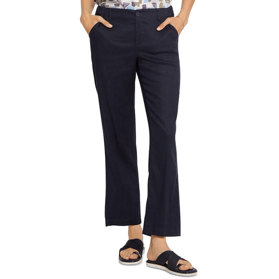 NYDJ Womens Linen Blend Ankle Straight Leg Pants