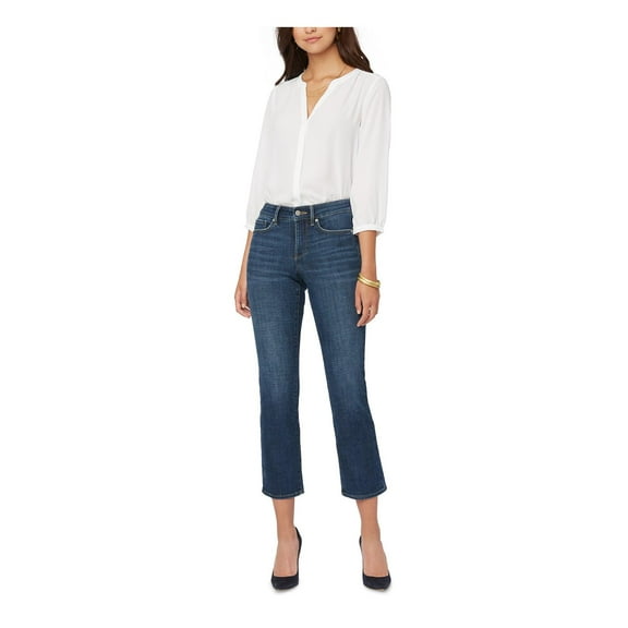 NYDJ Womens Marilyn Ankle High Rise Straight Leg Jeans Navy 14