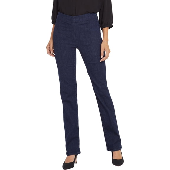 NYDJ Womens Marilyn Pull On Flat Front Straight Leg Pants