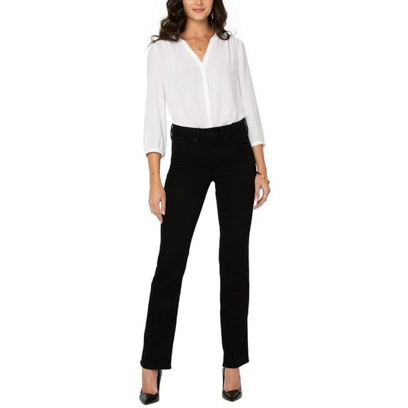 NYDJ Womens Petites Marilyn Denim Lift Tuck Straight Leg Jeans