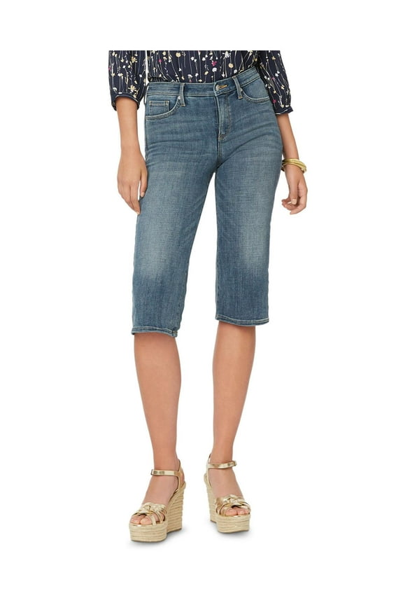 Womens Petites Petite Wide Leg Capri Jeans Blue 0P